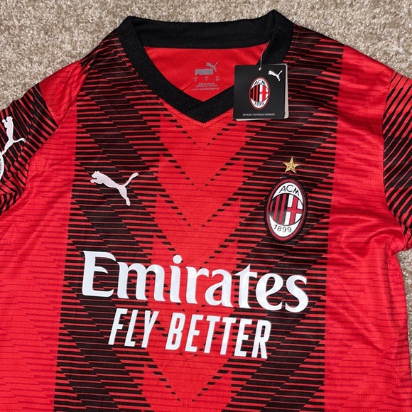 Puma AC Milan Rafael Leao 2023/2024 Men’s Home Soccer Jersey🆕 - Picture 10 of 10